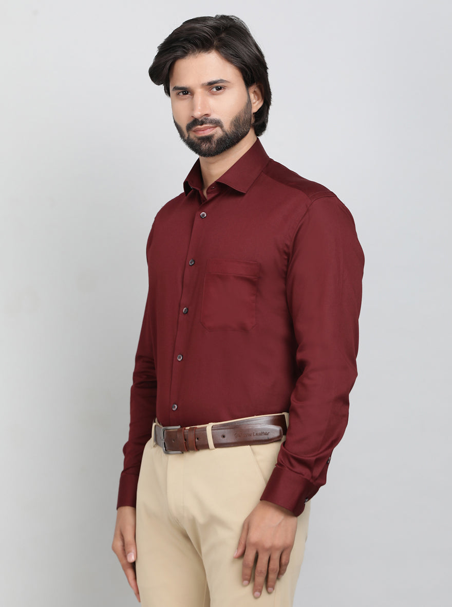 Maroon Solid Slim Fit Party Wear Shirt | Greenfibre