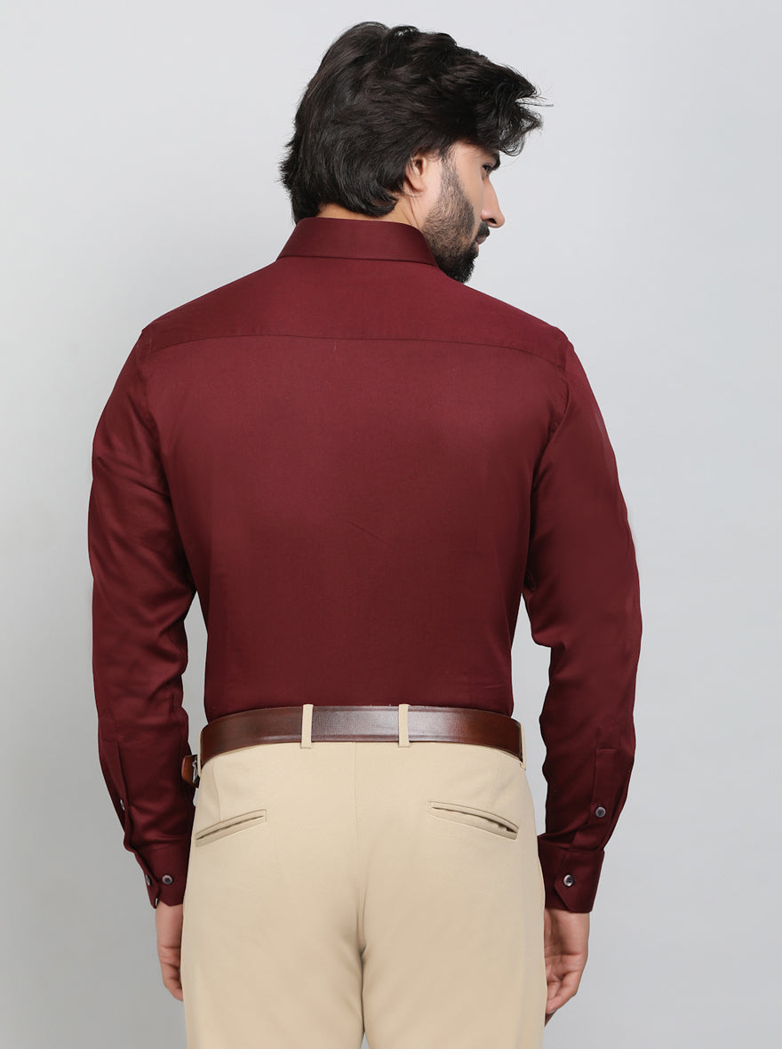 Maroon Solid Slim Fit Party Wear Shirt | Greenfibre