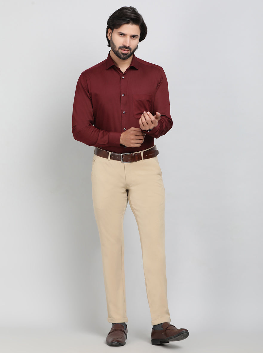 Maroon Solid Slim Fit Party Wear Shirt | Greenfibre