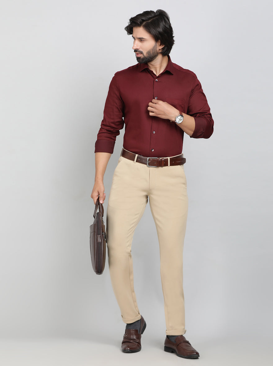 Maroon Solid Slim Fit Party Wear Shirt | Greenfibre