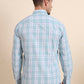 Aqua Blue Checked Smart Fit Semi Casual Shirt | Greenfibre