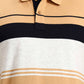 Mustard Grey Striped Slim Fit Polo T-Shirt | Greenfibre