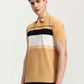 Mustard Grey Striped Slim Fit Polo T-Shirt | Greenfibre