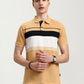 Mustard Grey Striped Slim Fit Polo T-Shirt | Greenfibre