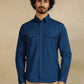 Navy Blue Solid Slim Fit Casual Shirt | Greenfibre