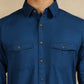 Navy Blue Solid Slim Fit Casual Shirt | Greenfibre