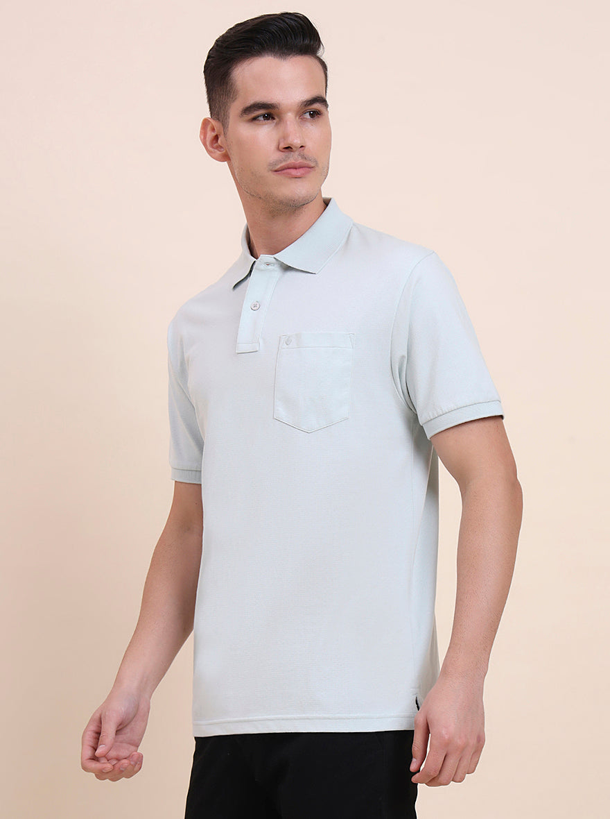 Pista Green Solid Regular Fit Polo T-Shirt | Greenfibre