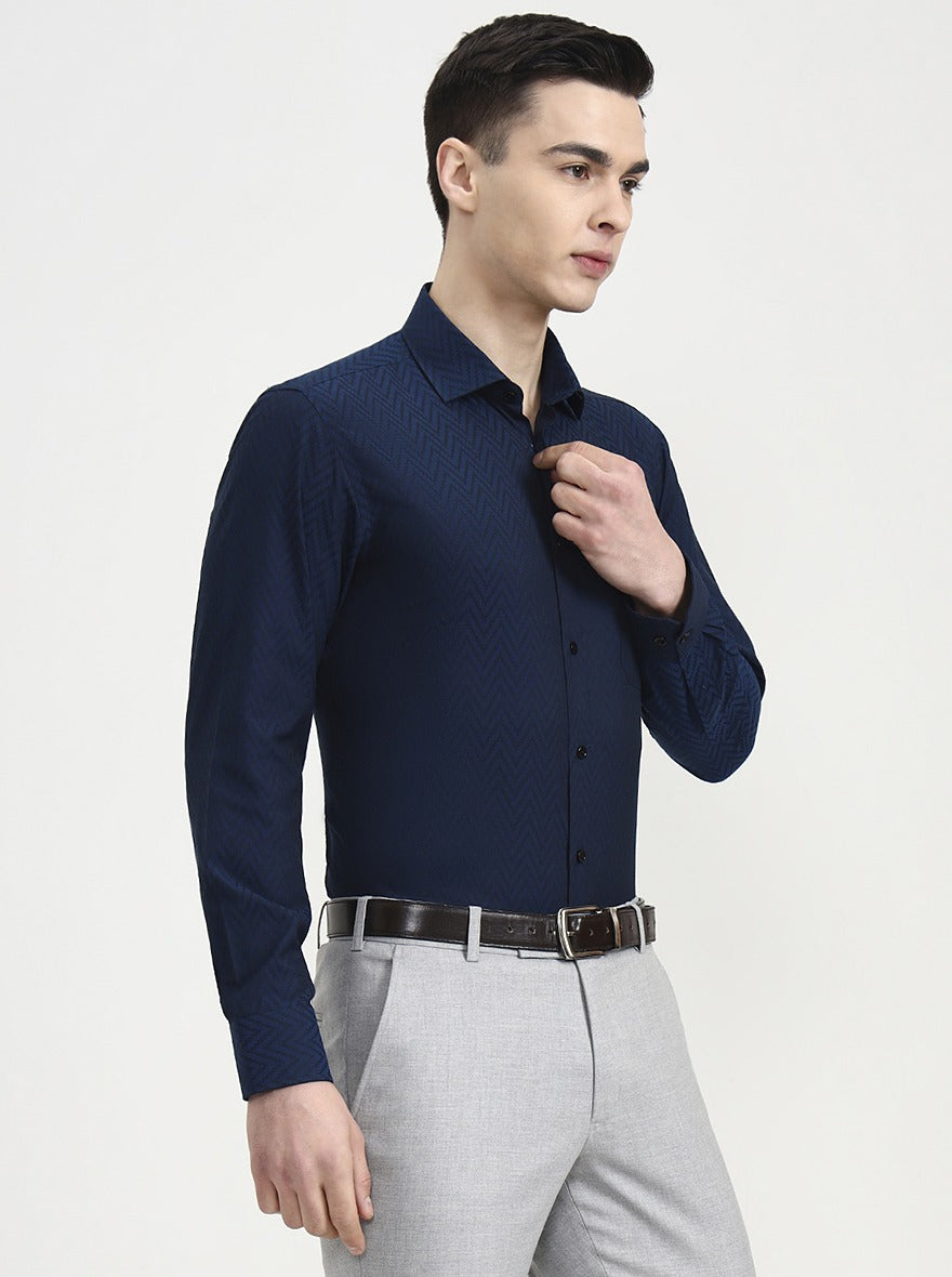 Sailor Blue Solid Slim Fit Formal Shirt | Greenfibre