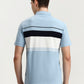 Sky Blue Striped Slim Fit Polo T-Shirt | Greenfibre