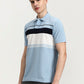 Sky Blue Striped Slim Fit Polo T-Shirt | Greenfibre