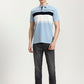 Sky Blue Striped Slim Fit Polo T-Shirt | Greenfibre