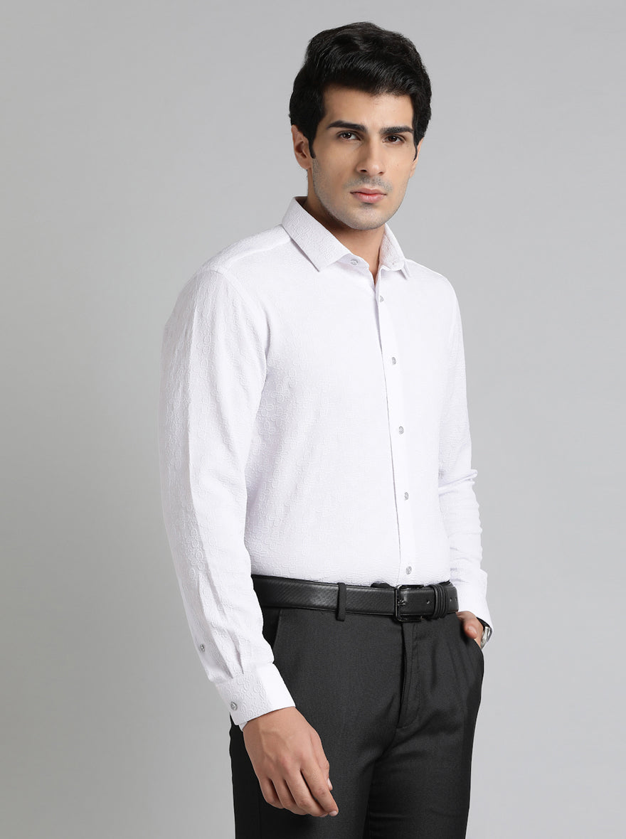 White Solid Slim Fit Party Wear Shirt | Greenfibre