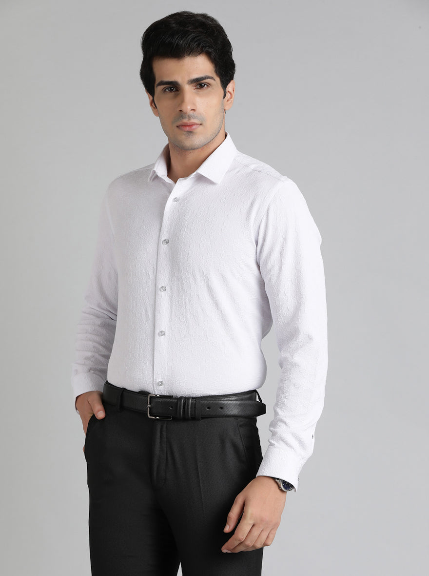 White Solid Slim Fit Party Wear Shirt | Greenfibre