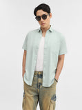 Sky Blue Solid Tailored Fit Semi Casual Shirt | Greenfibre