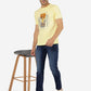 Light Yellow Printed Slim Fit T-Shirt | Greenfibre