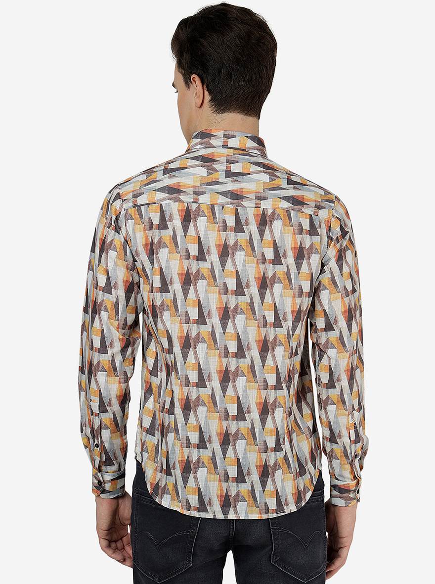 Yellow Printed Slim Fit Casual Shirt | Greenfibre