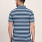 Grey & Navy Blue Striped Slim Fit Polo T-Shirt | JadeBlue