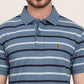 Grey & Navy Blue Striped Slim Fit Polo T-Shirt | JadeBlue