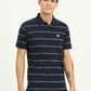 Navy Blue & White Striped Slim Fit Polo T-Shirt | Greenfibre
