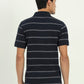 Navy Blue & White Striped Slim Fit Polo T-Shirt | Greenfibre