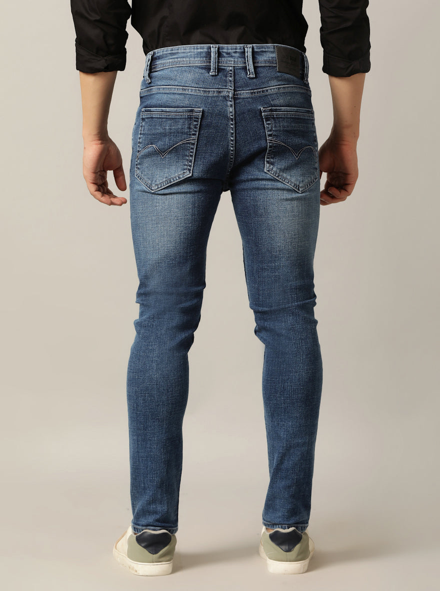 Mid Blue Washed Rider Fit Jeans | JadeBlue