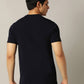 Navy Blue Printed Slim Fit T-Shirt | JadeBlue