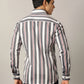 Grey Striped Slim Fit Party Wear Shirt | JB Studio