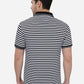 White & Black Striped Slim Fit Polo T-Shirt | Greenfibre