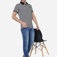 White & Black Striped Slim Fit Polo T-Shirt | Greenfibre