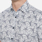 White & Navy Blue Printed Slim Fit Semi Casual Shirt | Greenfibre