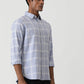 Light Blue Checked Slim Fit Casual Shirt | Greenfibre