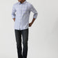 Light Blue Checked Slim Fit Casual Shirt | Greenfibre