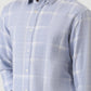 Light Blue Checked Slim Fit Casual Shirt | Greenfibre