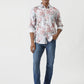 Dusky Pink Printed Slim Fit Casual Shirt | Greenfibre