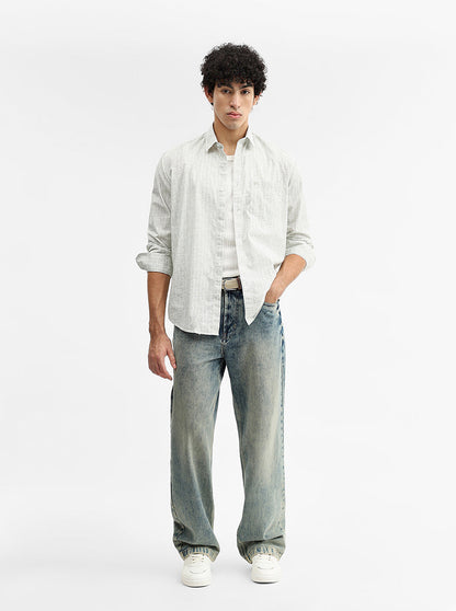 Green Printed Smart Fit Semi Casual Shirt | Greenfibre