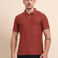 Auburn Red Printed Slim Fit Polo T-Shirt | Greenfibre