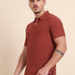Auburn Red Printed Slim Fit Polo T-Shirt | Greenfibre