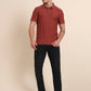 Auburn Red Printed Slim Fit Polo T-Shirt | Greenfibre