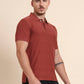 Auburn Red Printed Slim Fit Polo T-Shirt | Greenfibre