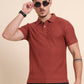Auburn Red Printed Slim Fit Polo T-Shirt | Greenfibre