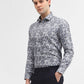 Grey Printed Slim Fit Party Wear Shirt | Greenfibre