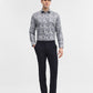 Grey Printed Slim Fit Party Wear Shirt | Greenfibre
