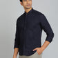 Navy Blue Solid Slim Fit Casual Shirt | Greenfibre