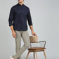Navy Blue Solid Slim Fit Casual Shirt | Greenfibre