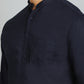 Navy Blue Solid Slim Fit Casual Shirt | Greenfibre