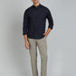 Navy Blue Solid Slim Fit Casual Shirt | Greenfibre