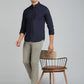 Navy Blue Solid Slim Fit Casual Shirt | Greenfibre