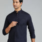 Navy Blue Solid Slim Fit Casual Shirt | Greenfibre