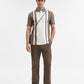 Mouse & White Striped Slim Fit Polo T-Shirt | Greenfibre