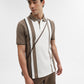 Mouse & White Striped Slim Fit Polo T-Shirt | Greenfibre
